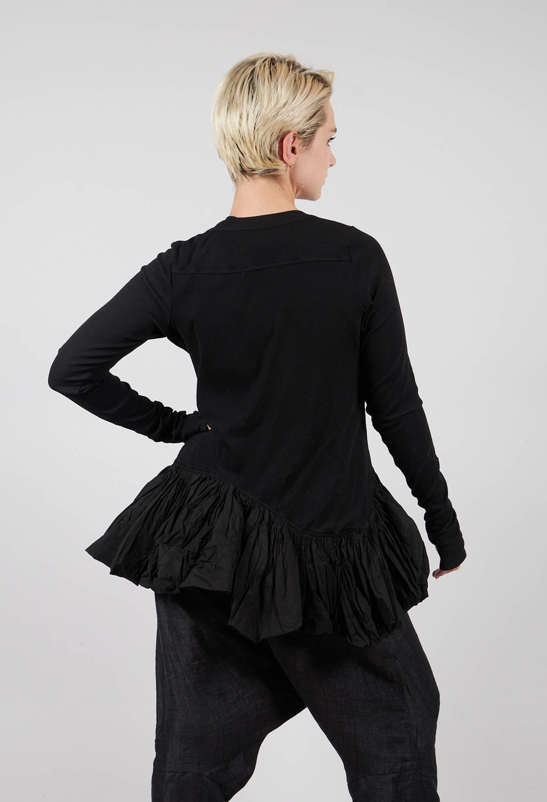 Jersey Jacket with Peplum Hem in Black - 1181111