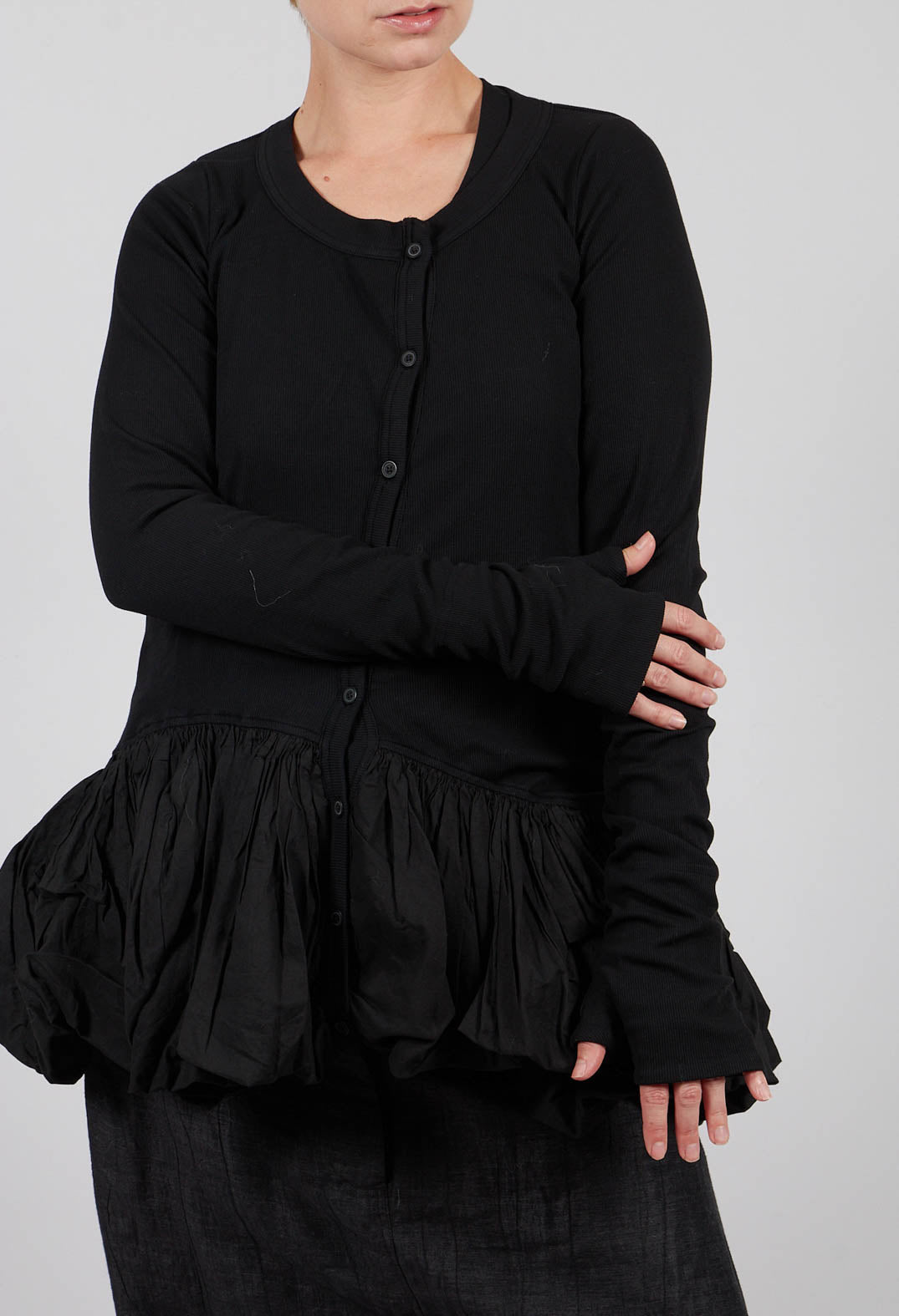 Jersey Jacket with Peplum Hem in Black - 1181111