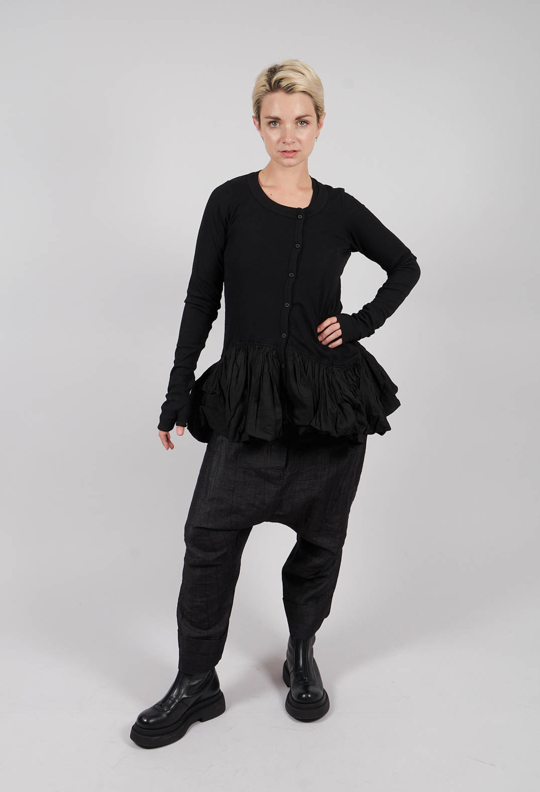 Jersey Jacket with Peplum Hem in Black - 1181111