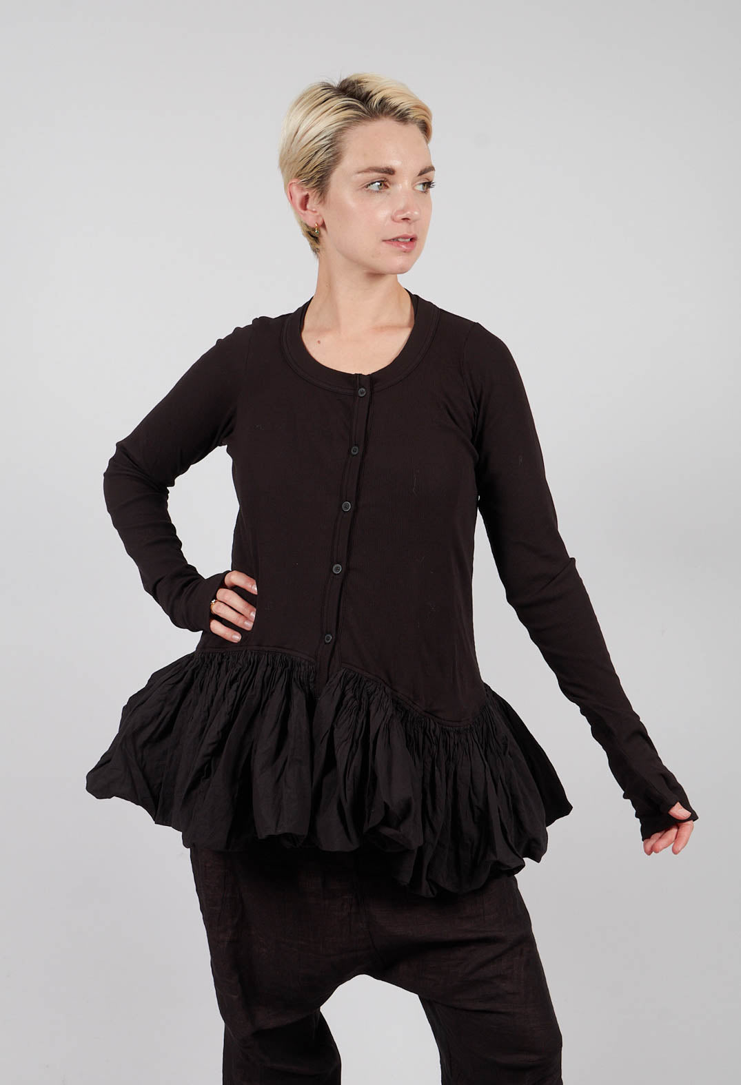 Jersey Jacket with Peplum Hem in Turf - 1181111