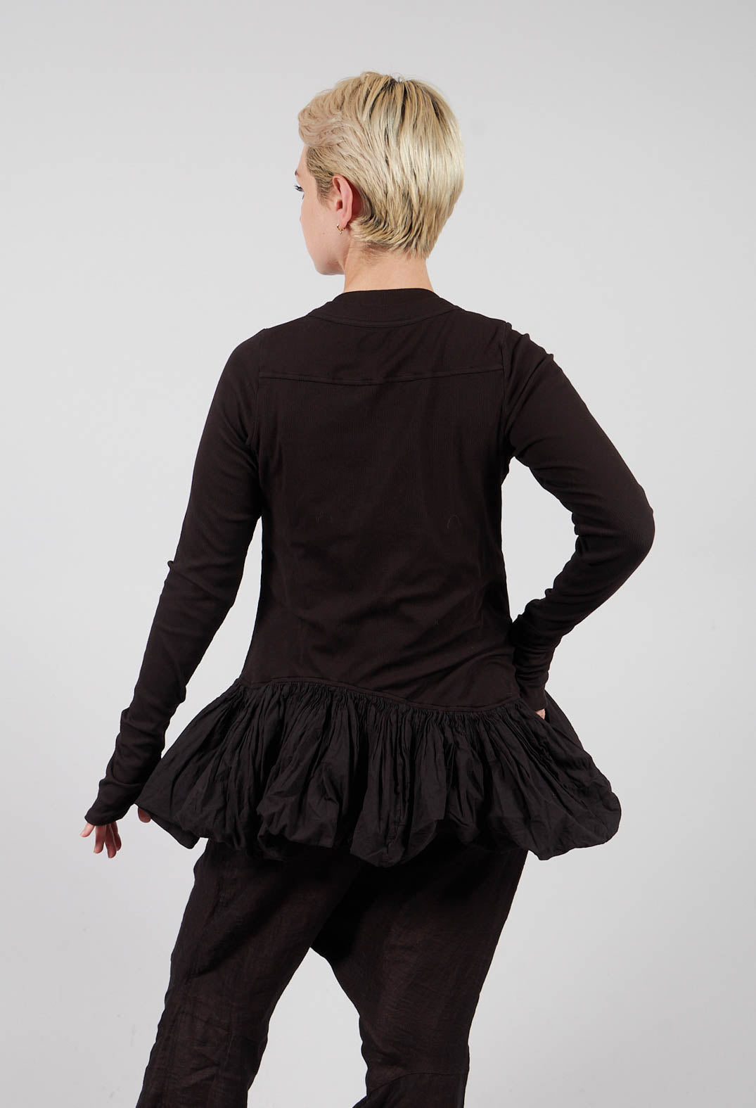 Jersey Jacket with Peplum Hem in Turf - 1181111