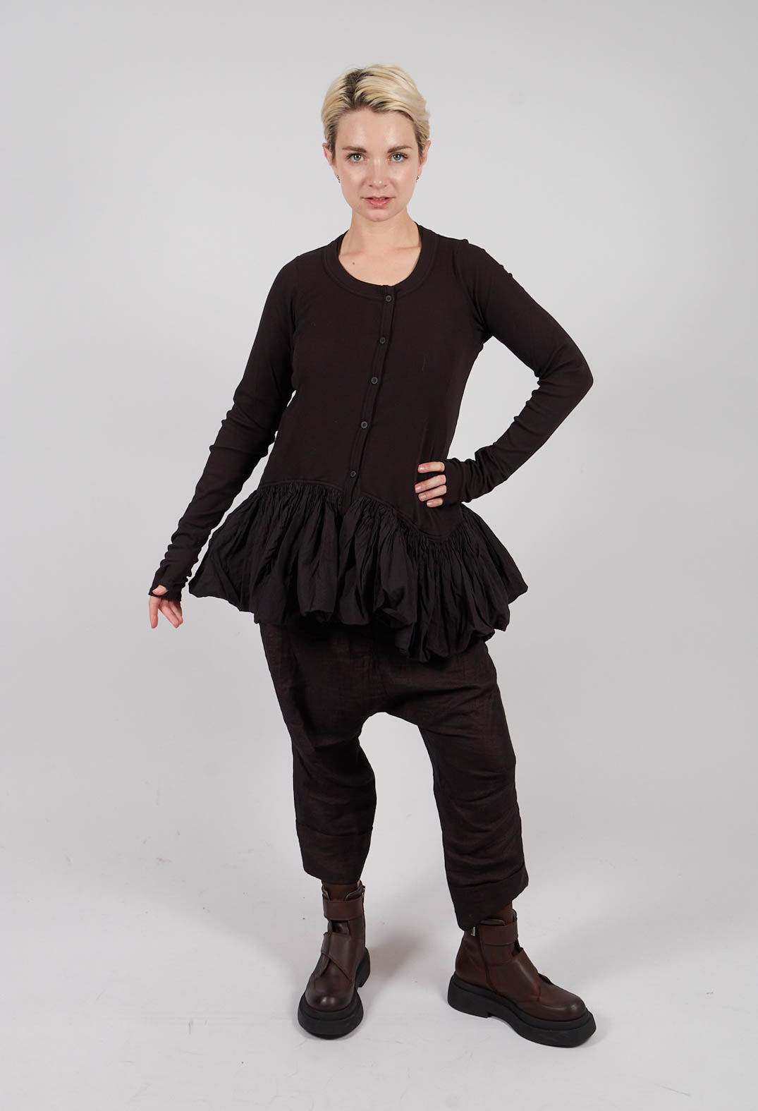 Jersey Jacket with Peplum Hem in Turf - 1181111