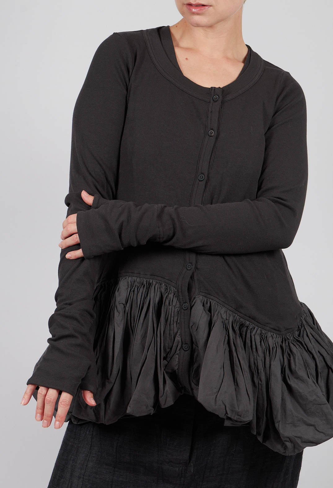 Jersey Jacket with Peplum Hem in Swamp - 1181111