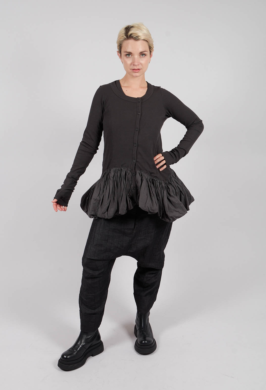 Jersey Jacket with Peplum Hem in Swamp - 1181111