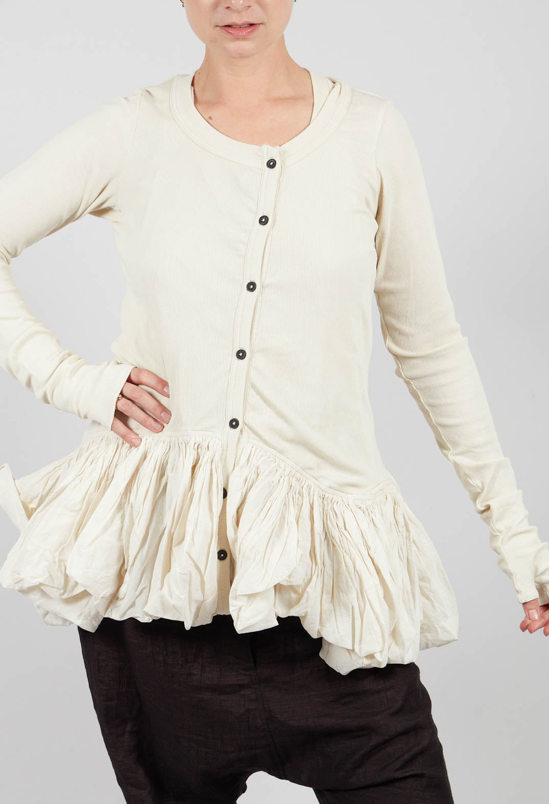 Jersey Jacket with Peplum Hem in Bone - 1181111