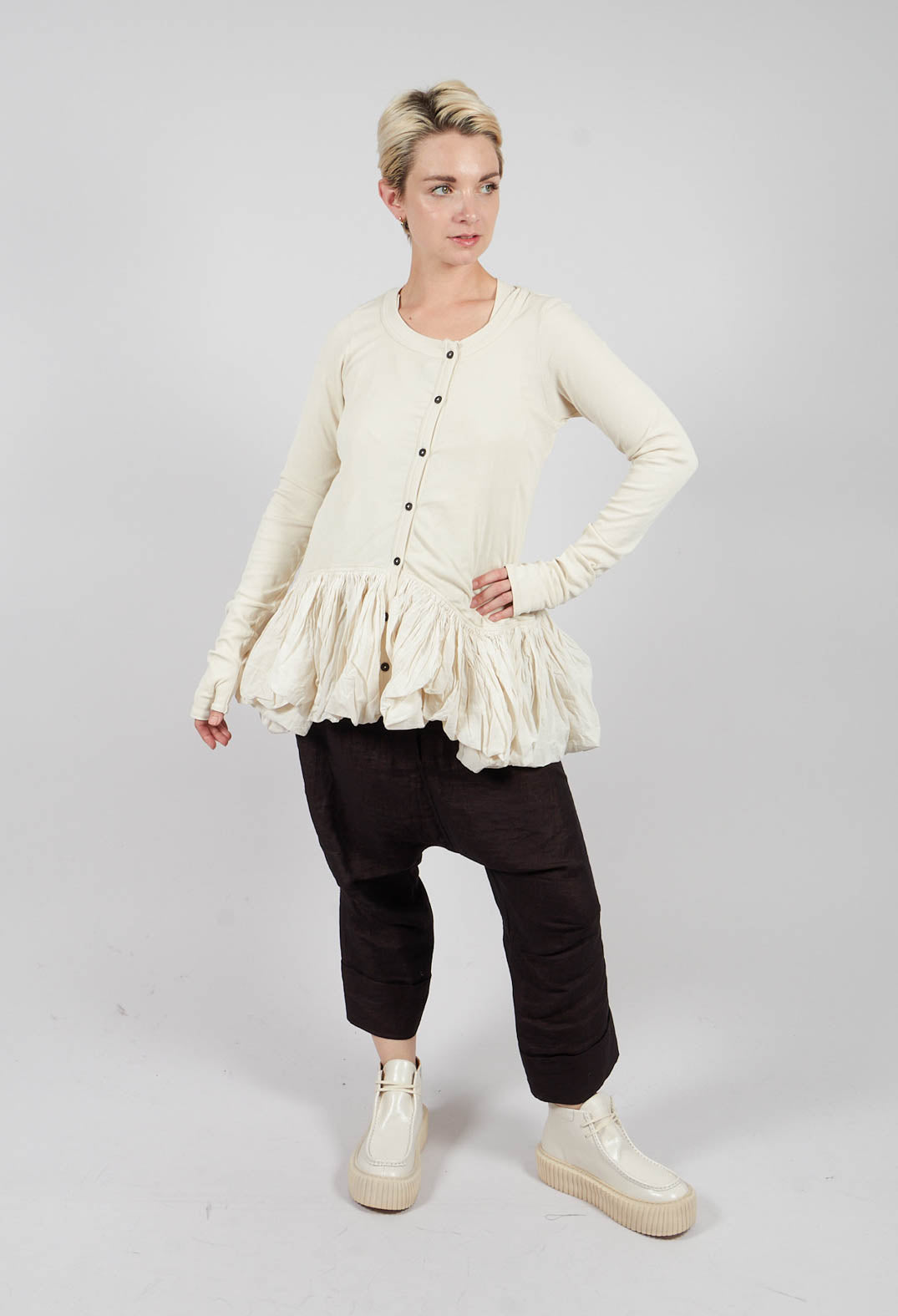 Jersey Jacket with Peplum Hem in Bone - 1181111
