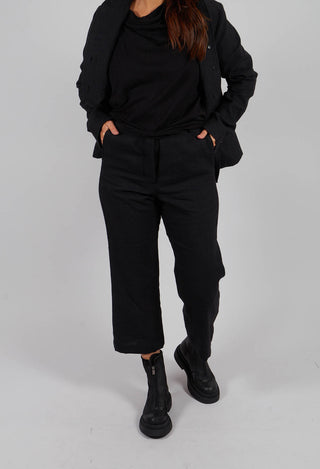 Straight Leg Trousers with Belt in Black - 1190104