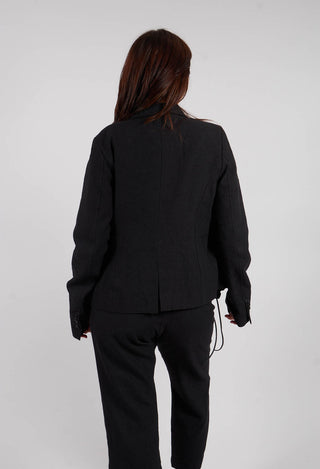 Tailored Jacket with Drawstring Pockets in Black - 1191105