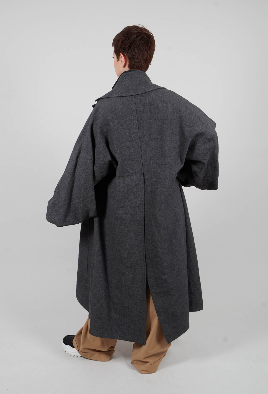 Oversized Longline Coat in Swamp Mel - 1191207