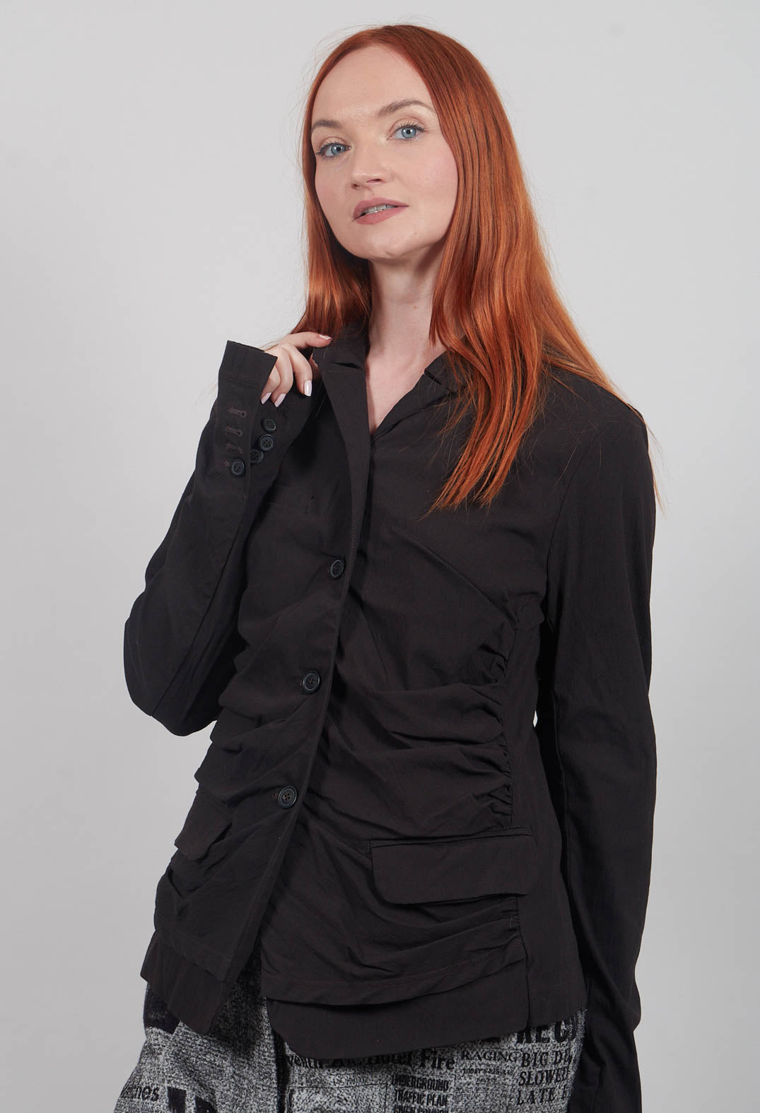 Button Through Blazer in Black - 1191110