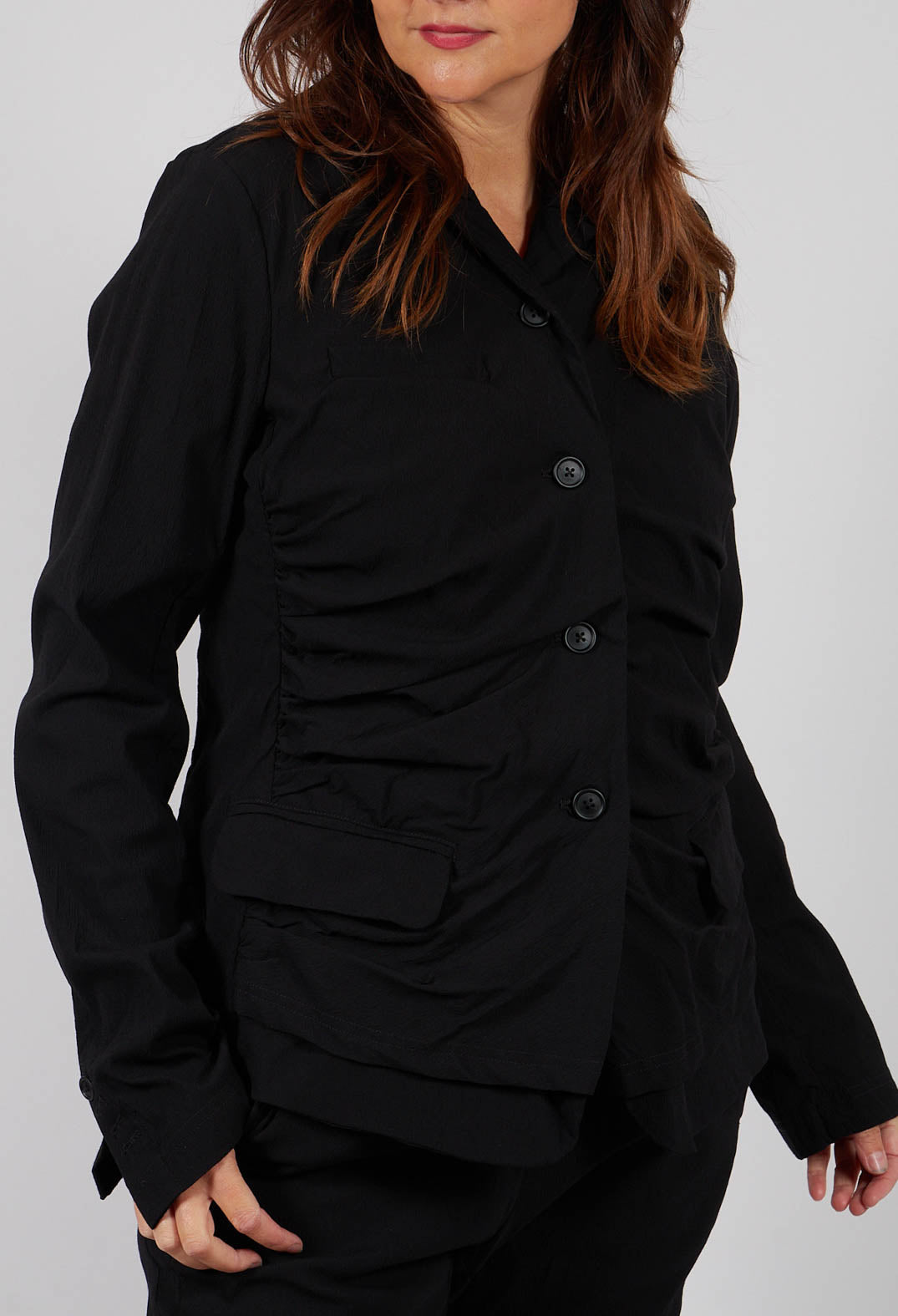 Ruched Blazer in Black - 1211102