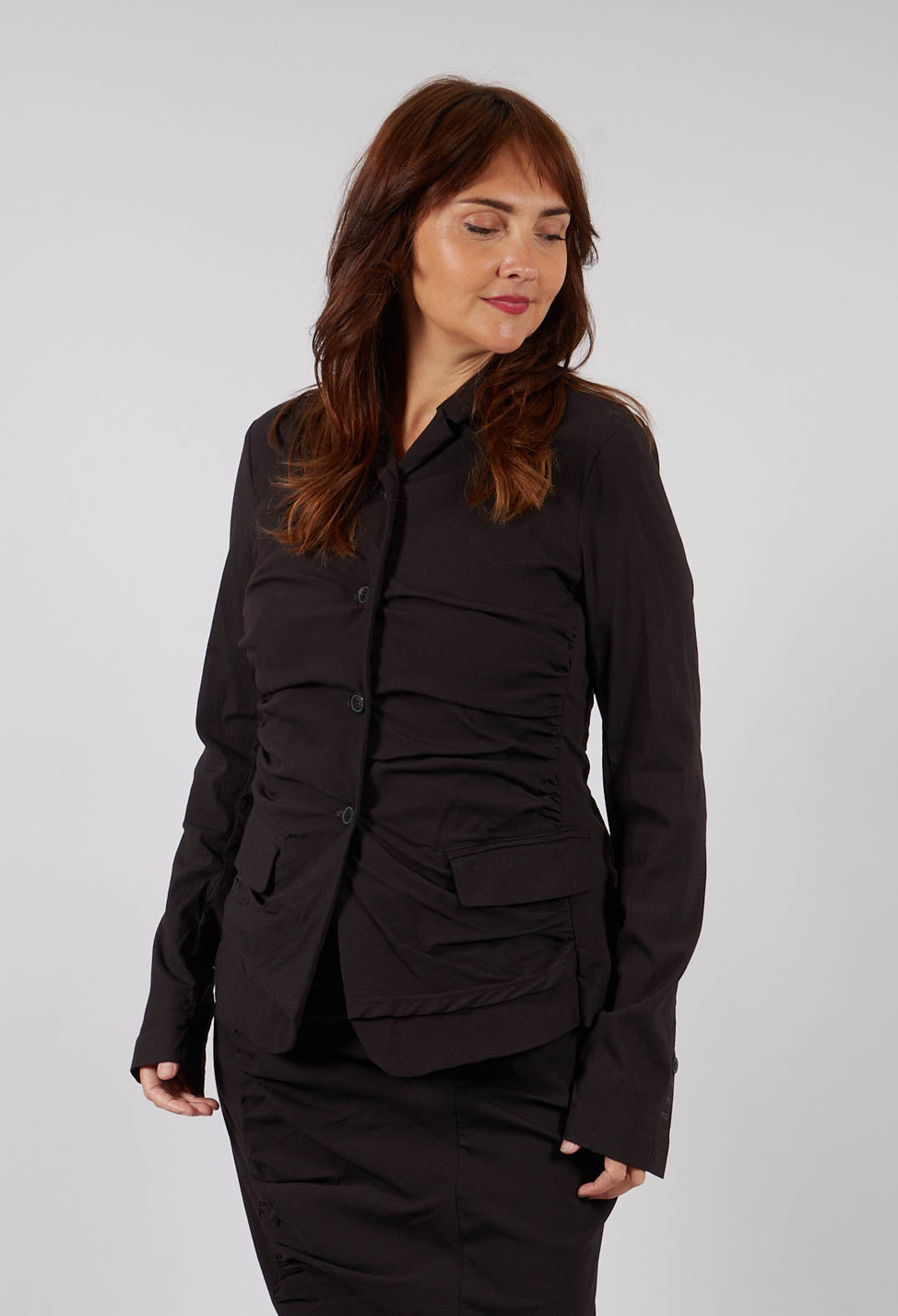 Ruched Blazer in Turf - 1211102