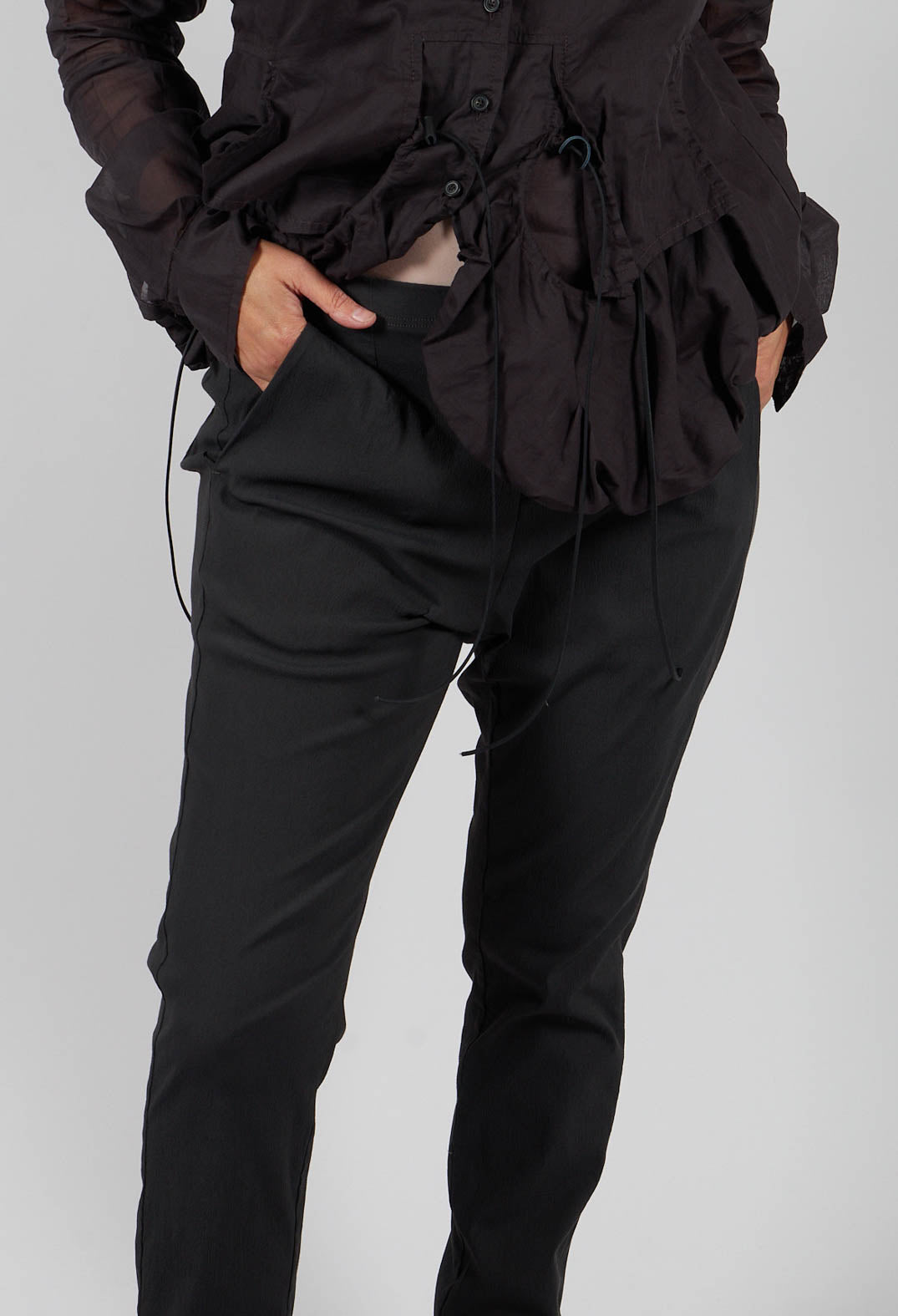 Pull On Slim Fit Trousers in Swamp - 1210103