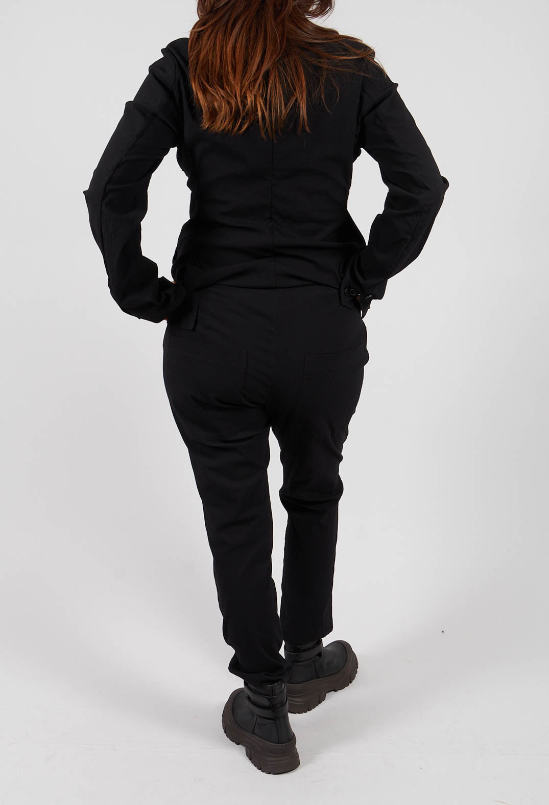Pull On Trousers with Ruched Leg in Black - 1210104