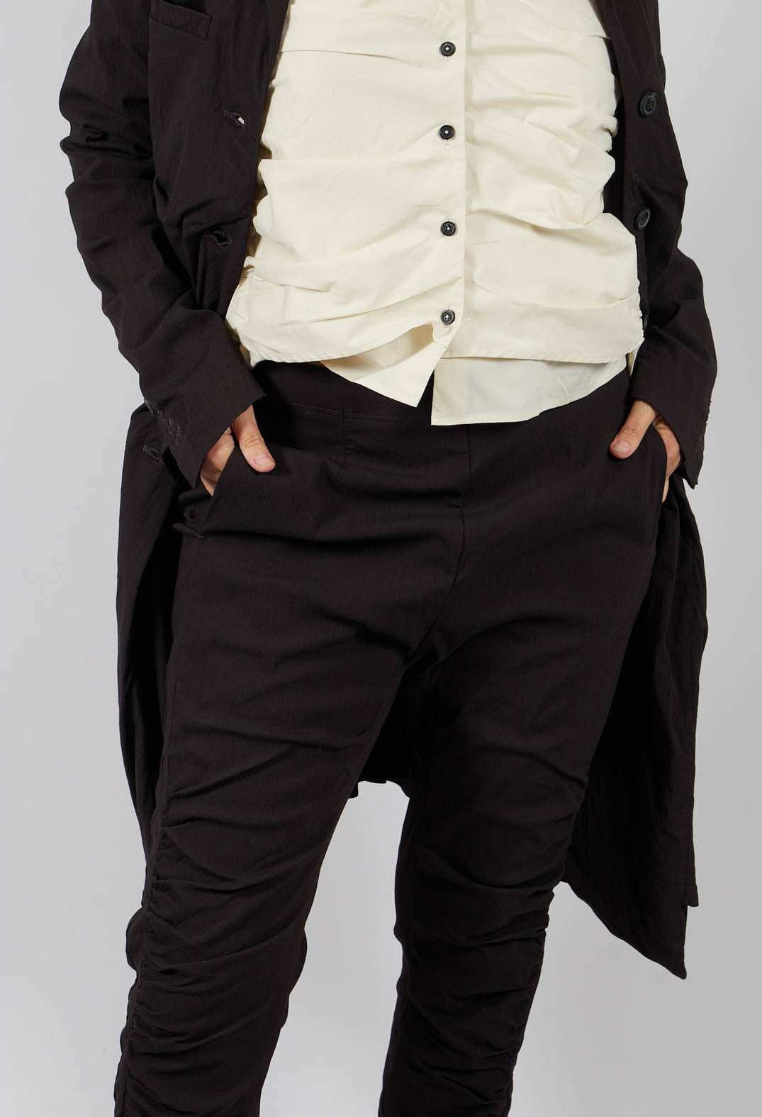Pull On Trousers with Ruched Leg in Turf - 1210104
