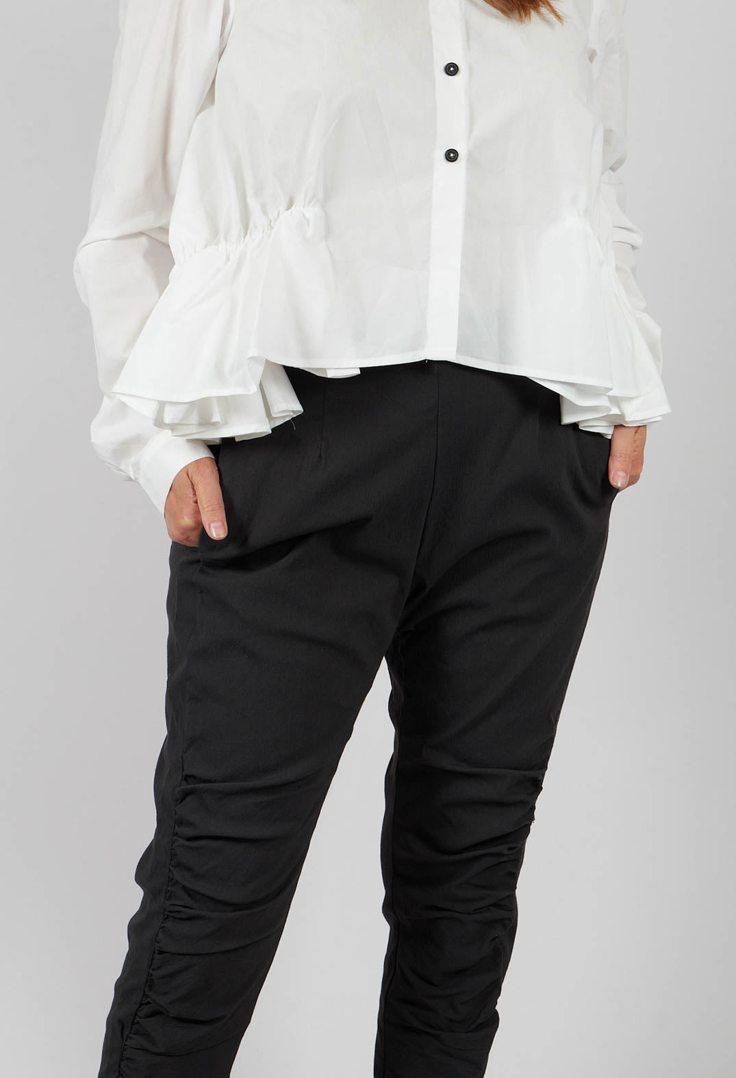 Pull On Trousers with Ruched Leg in Swamp - 1210104