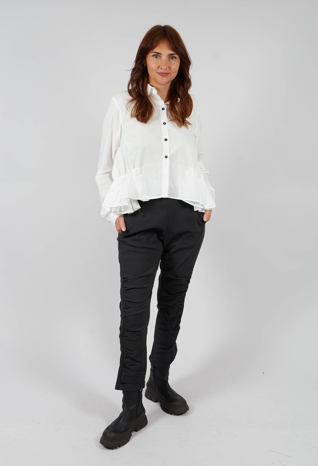 Pull On Trousers with Ruched Leg in Swamp - 1210104