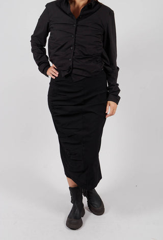 Pull On Ruched Pencil Skirt in Black - 1210305