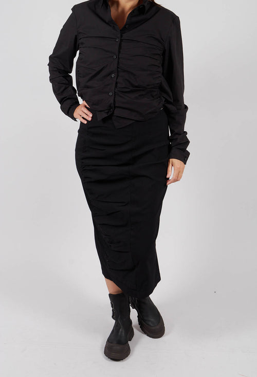 Pull On Ruched Pencil Skirt in Black - 1210305