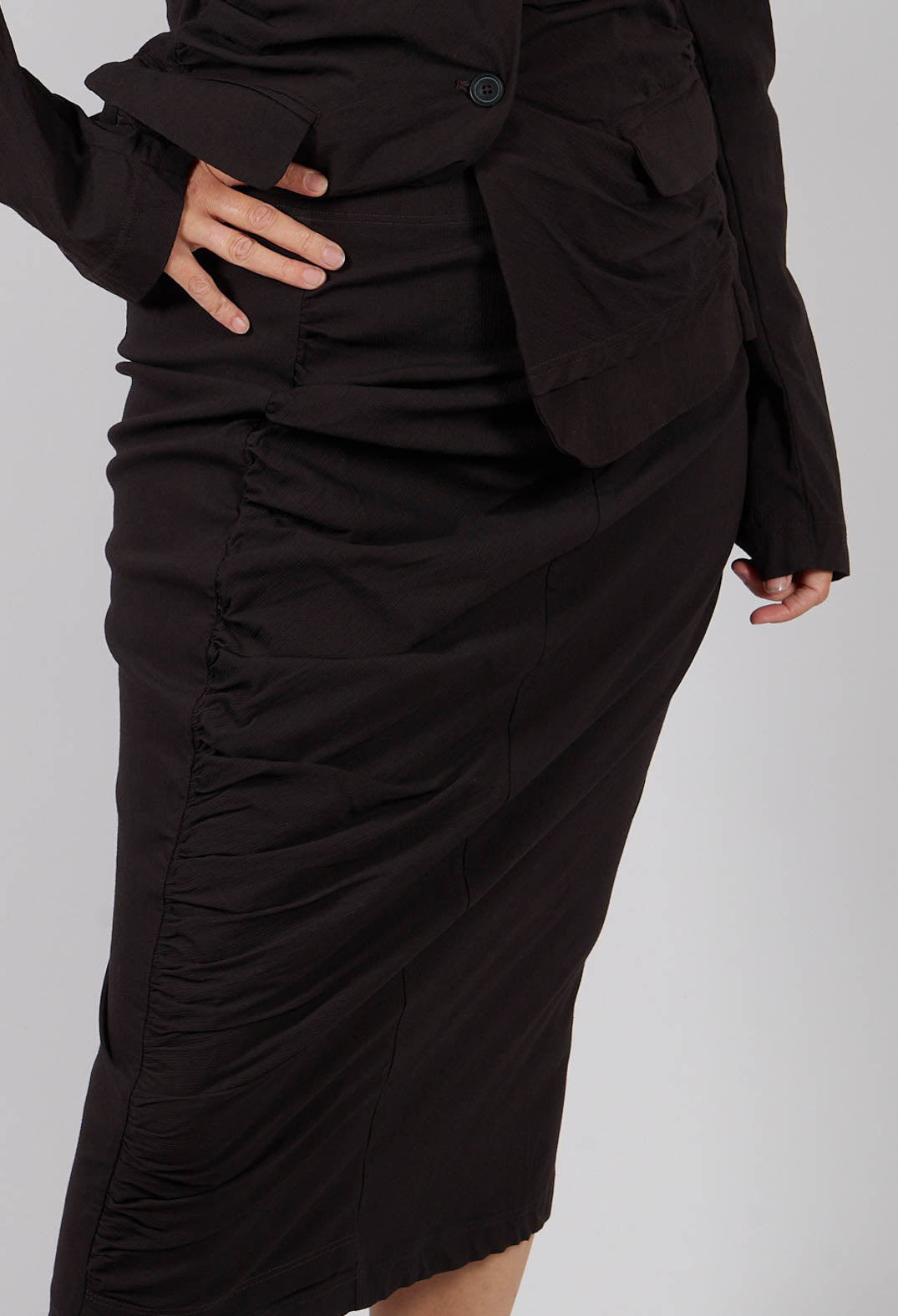 Pull On Ruched Pencil Skirt in Turf - 1210305