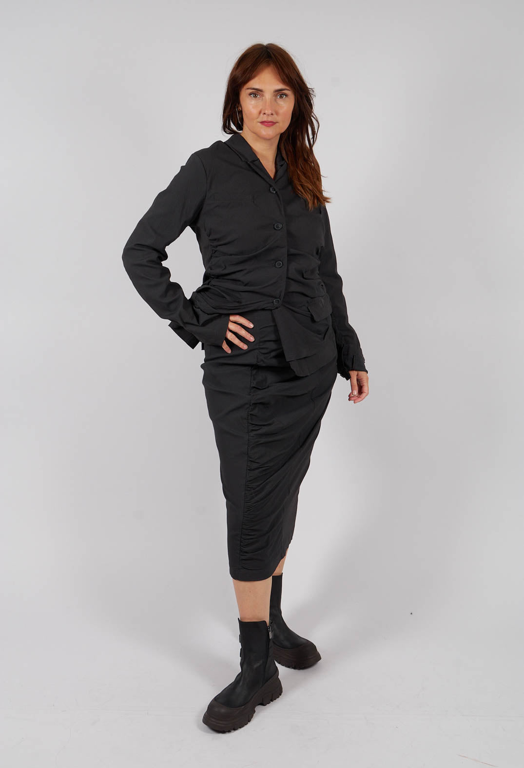 Pull On Ruched Pencil Skirt in Swamp - 1210305