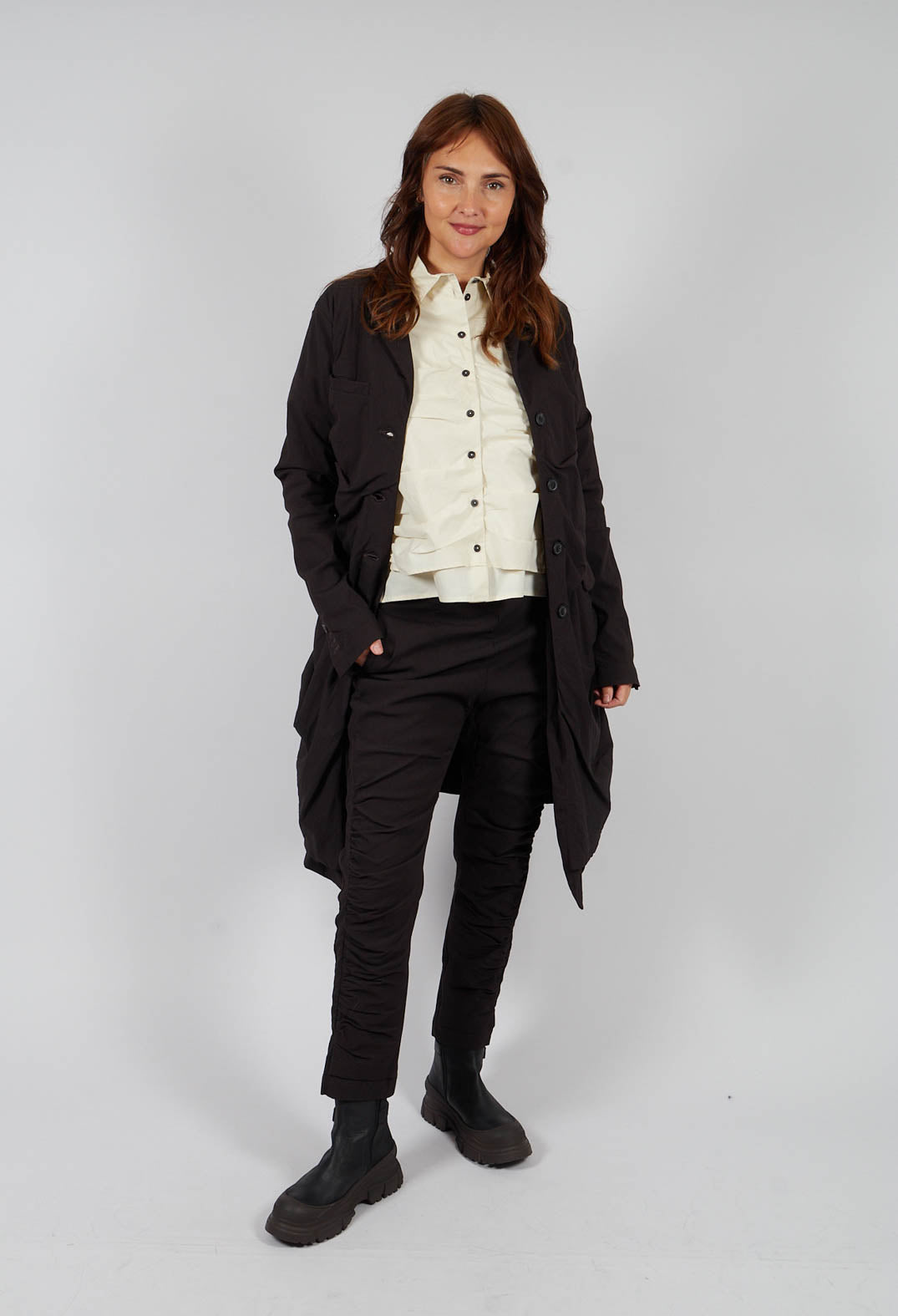 Ruched Coat in Turf - 1211207