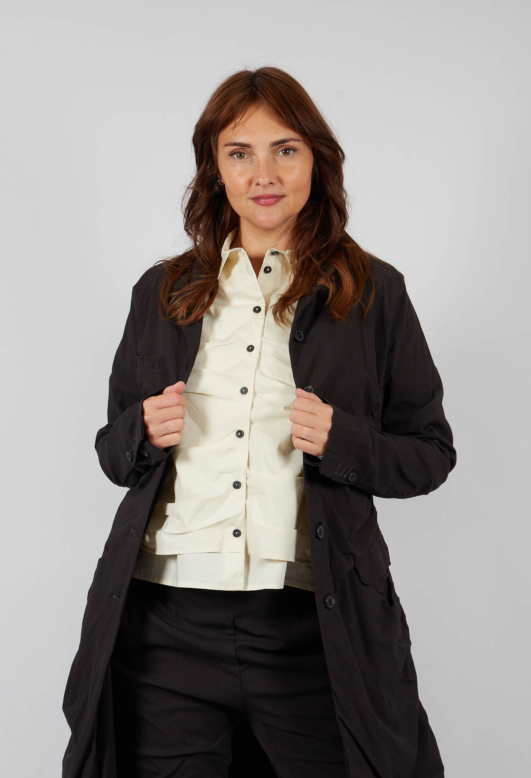 Ruched Coat in Turf - 1211207
