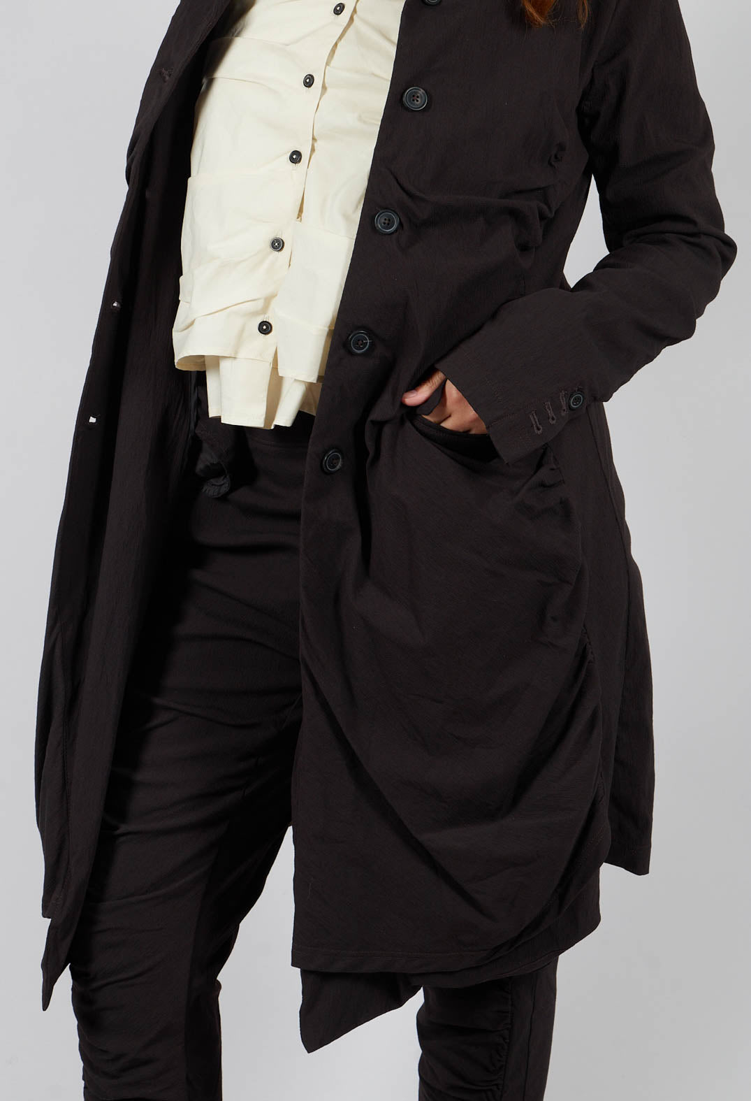 Ruched Coat in Turf - 1211207