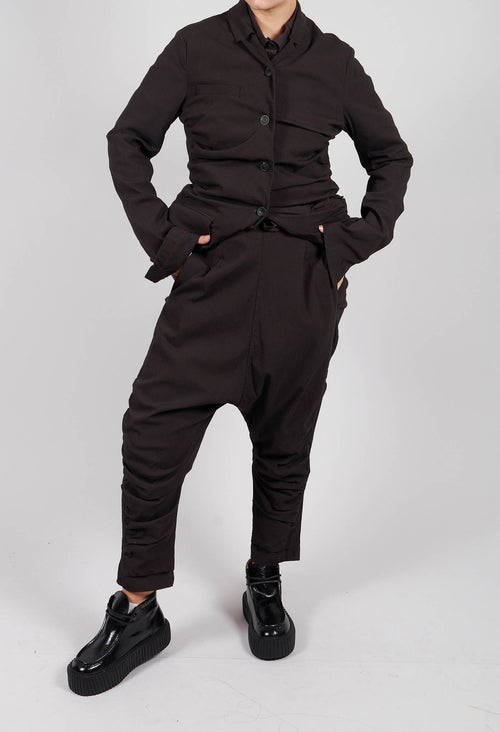 Drop Crotch Trousers with Ruched Leg in Turf - 1210109