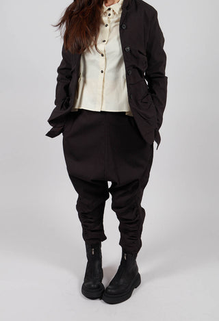 Drop Crotch Trousers with Ruched Leg in Turf - 1210109