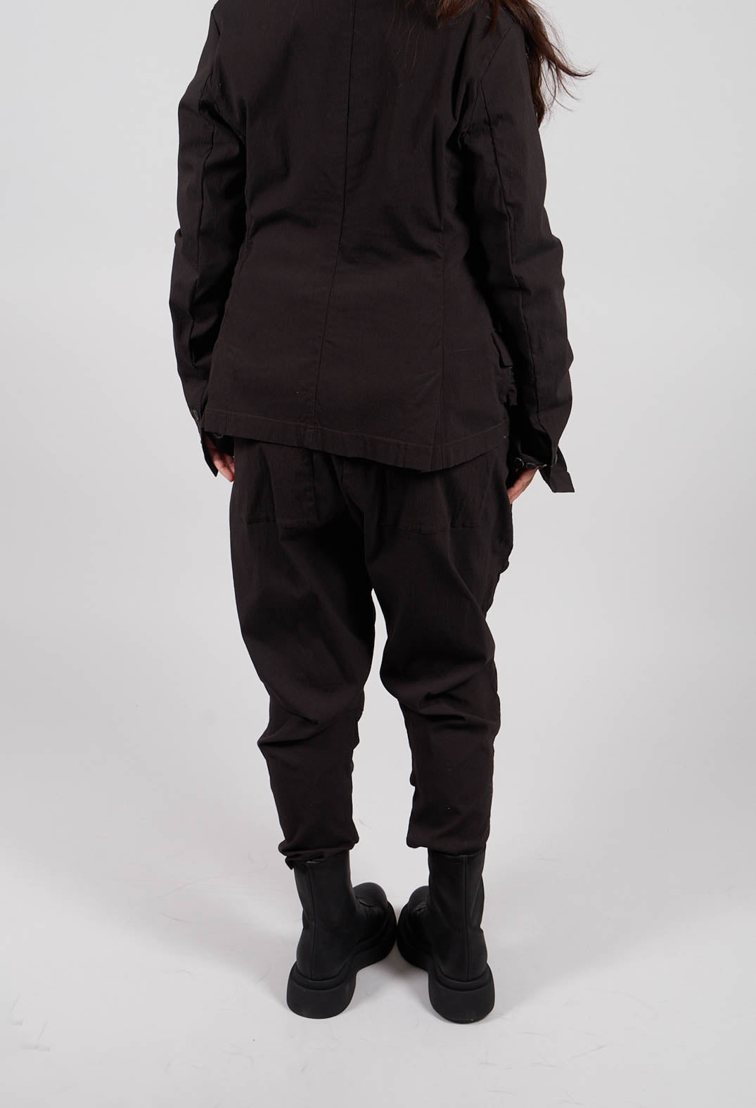 Drop Crotch Trousers with Ruched Leg in Turf - 1210109