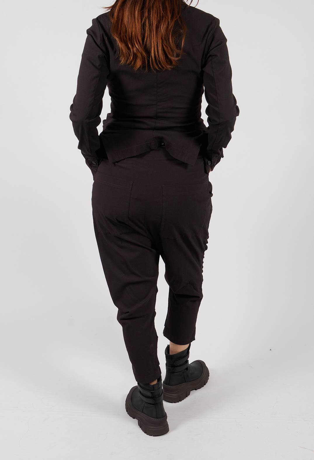 Drop Crotch Trousers with Ruched Leg in Turf - 1210109