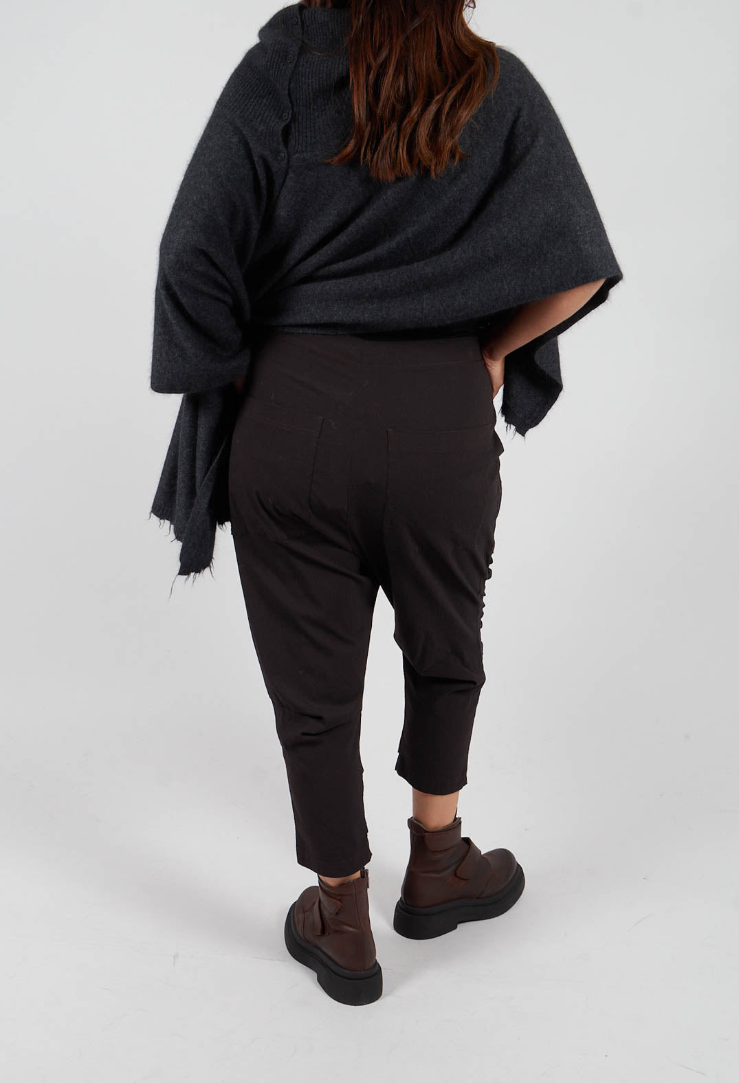 Drop Crotch Trousers with Ruched Leg in Turf - 1210109
