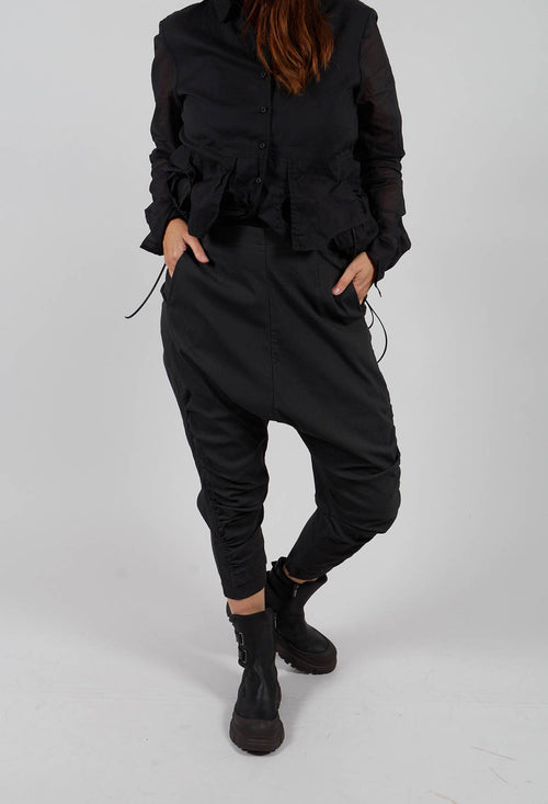 Drop Crotch Trousers with Ruched Leg in Swamp - 1210109