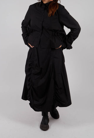 Ruched A-Line Skirt in Black - 1230303