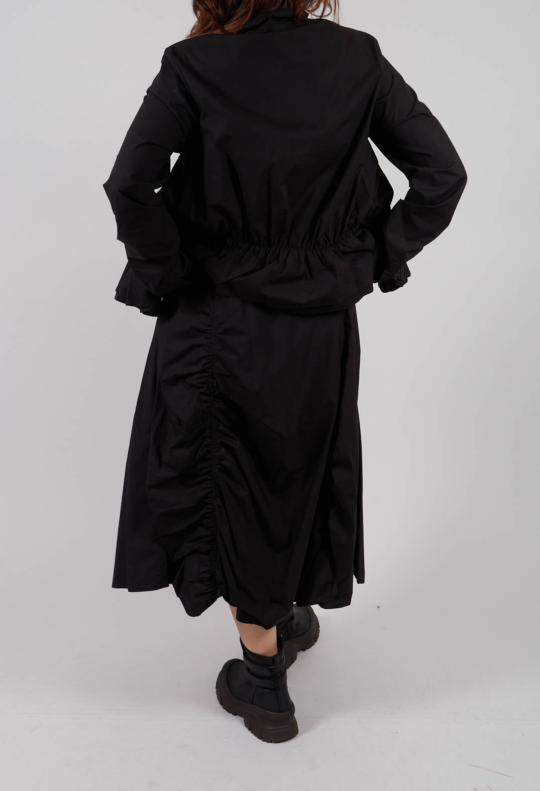 Ruched A-Line Skirt in Black - 1230303