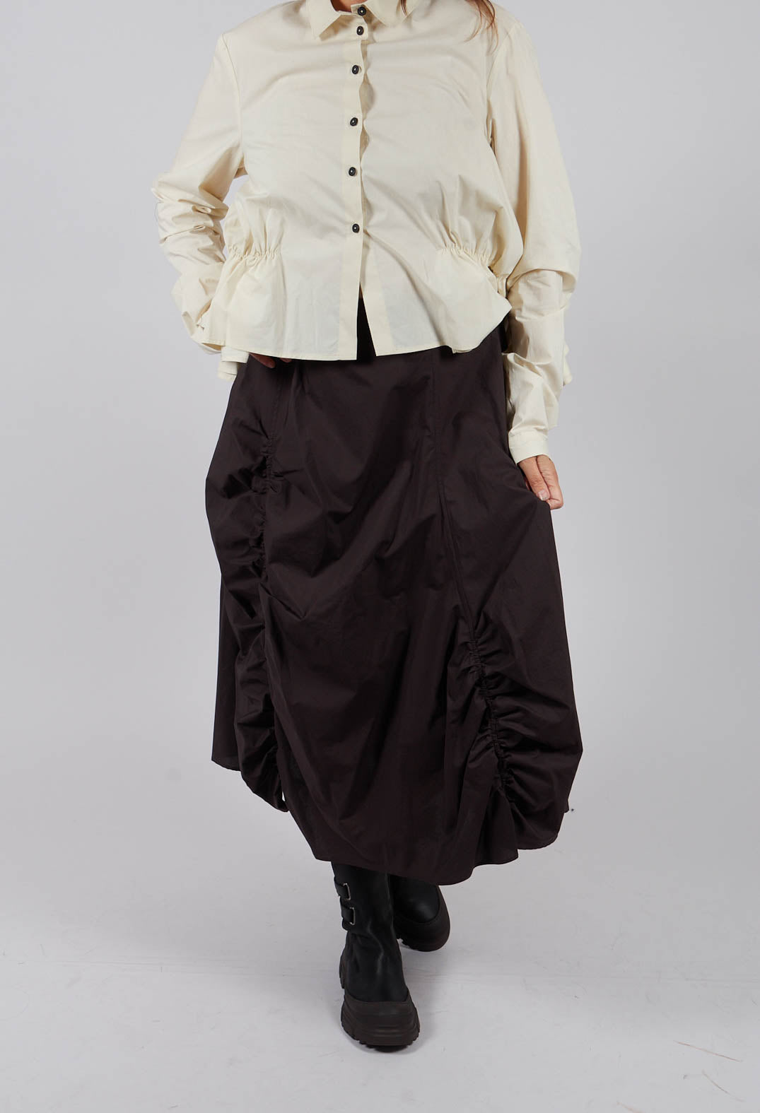 Ruched A-Line Skirt in Turf - 1230303