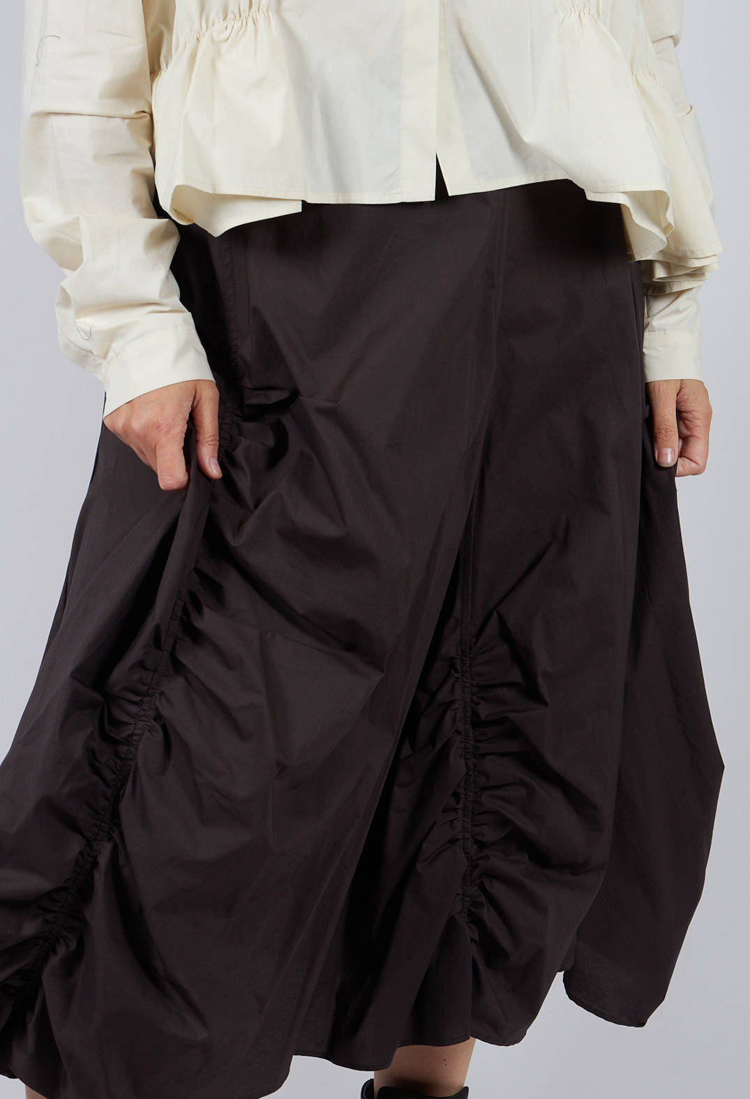Ruched A-Line Skirt in Turf - 1230303