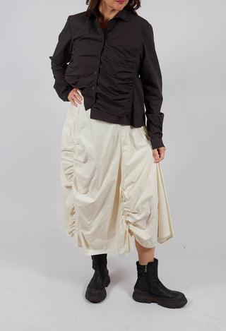 Ruched A-Line Skirt in Bone - 1230303
