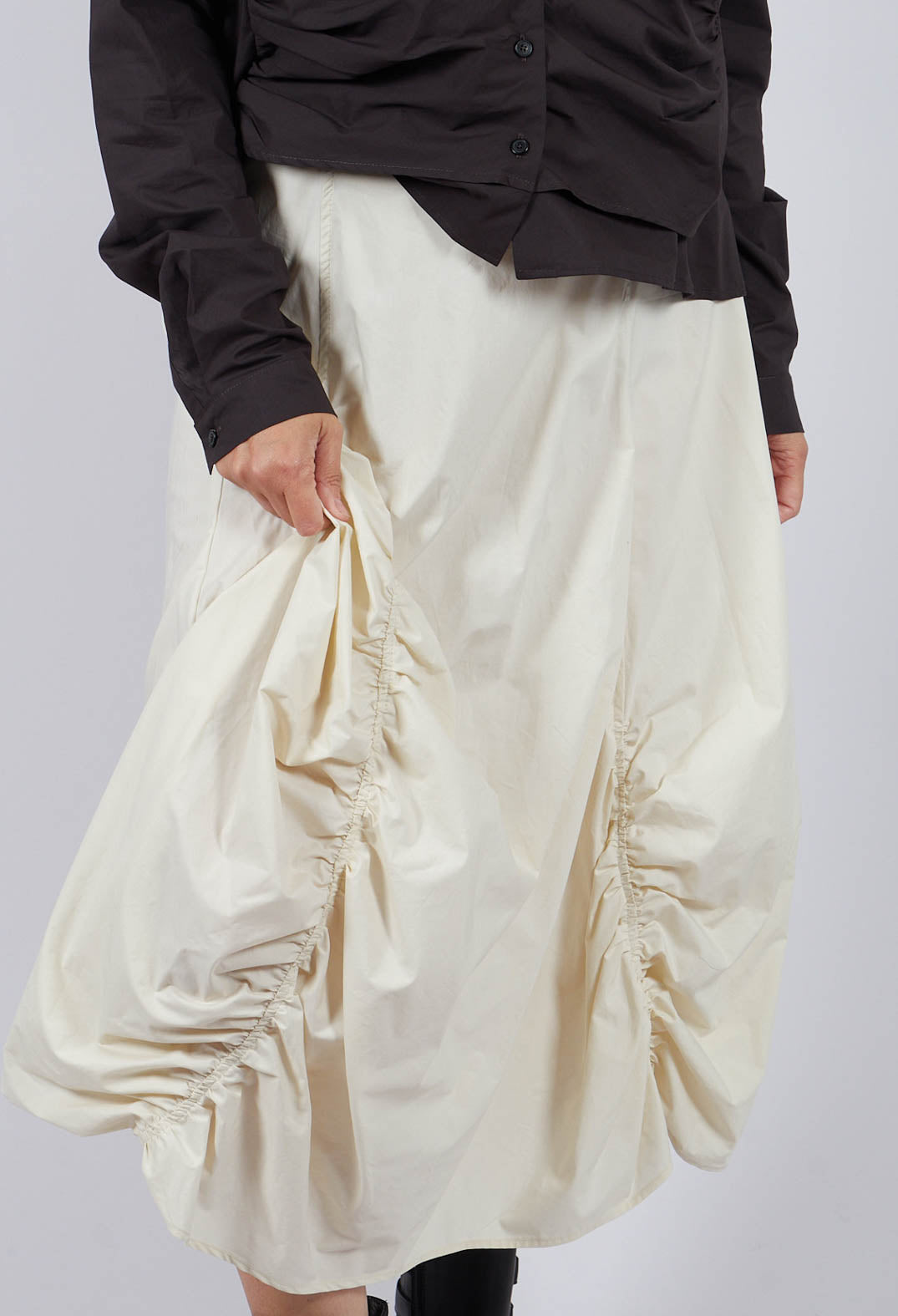 Ruched A-Line Skirt in Bone - 1230303