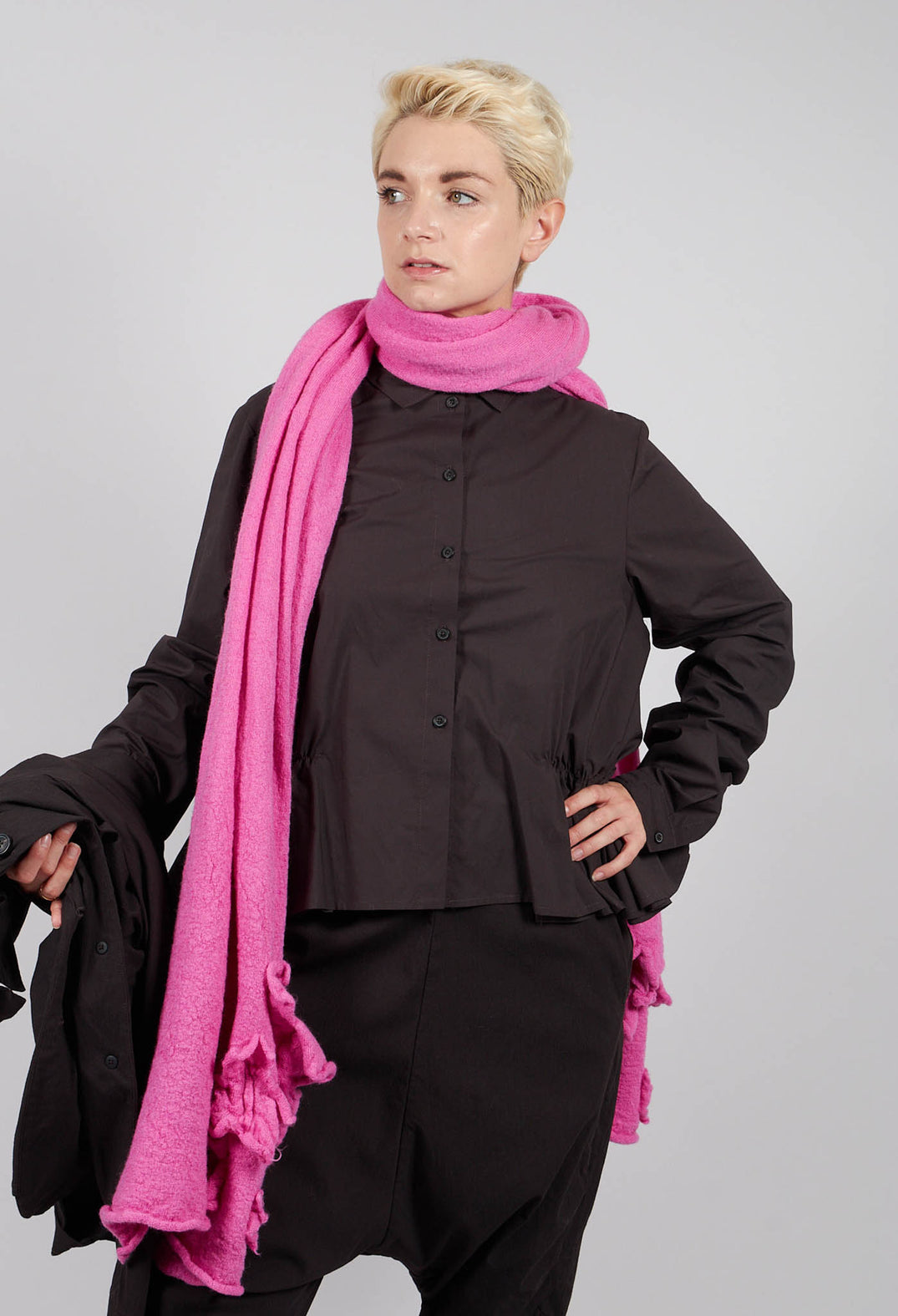 Cotton Shirt with Gathered Hemline in Turf - 1230404