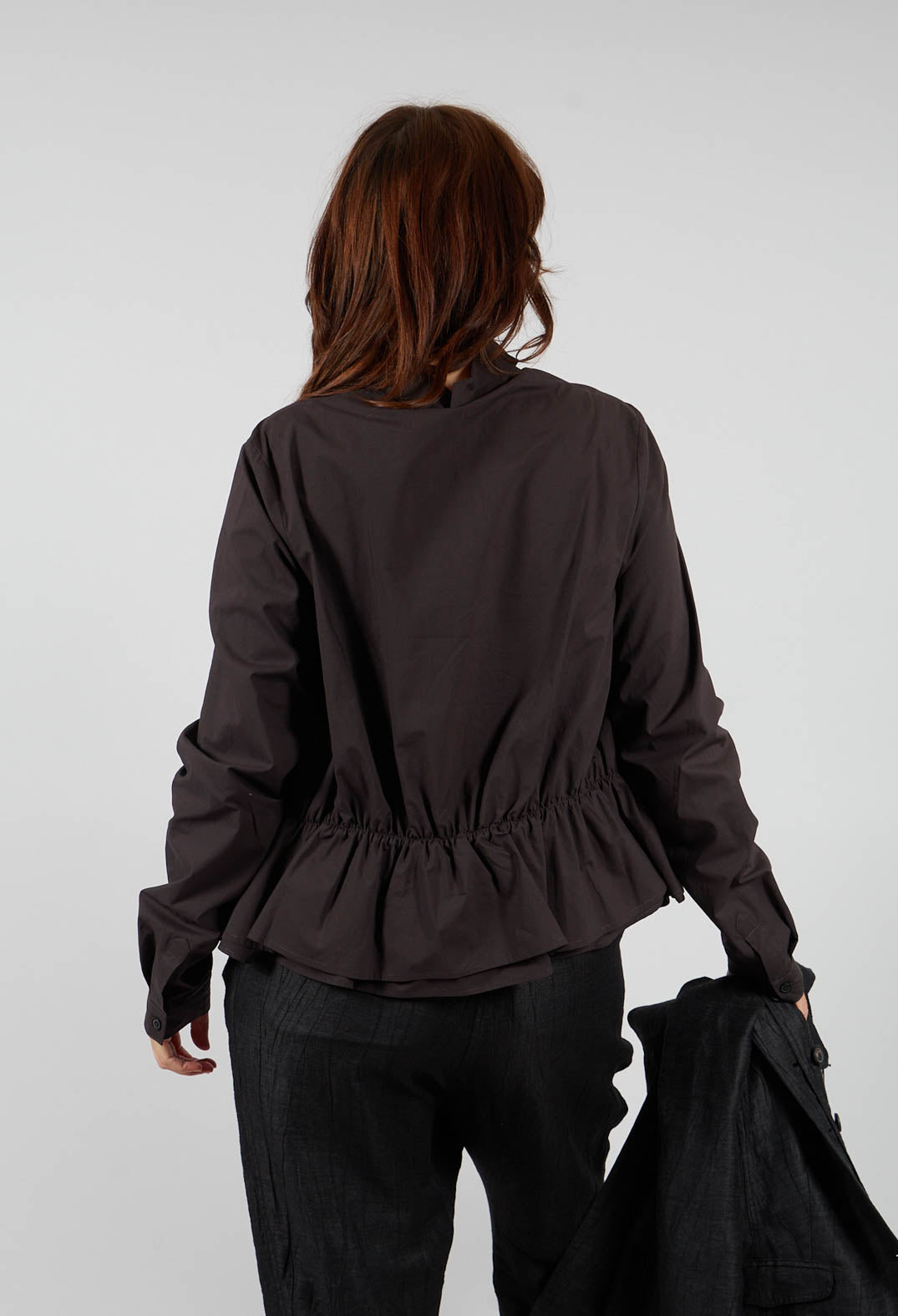 Cotton Shirt with Gathered Hemline in Turf - 1230404