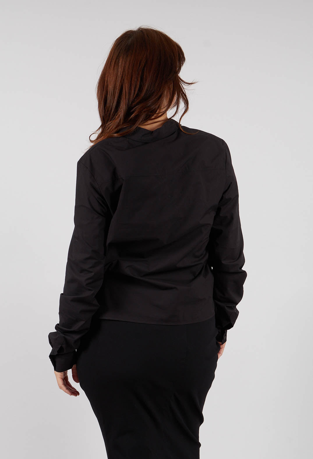 Ruched Cotton Shirt in Black - 1230406