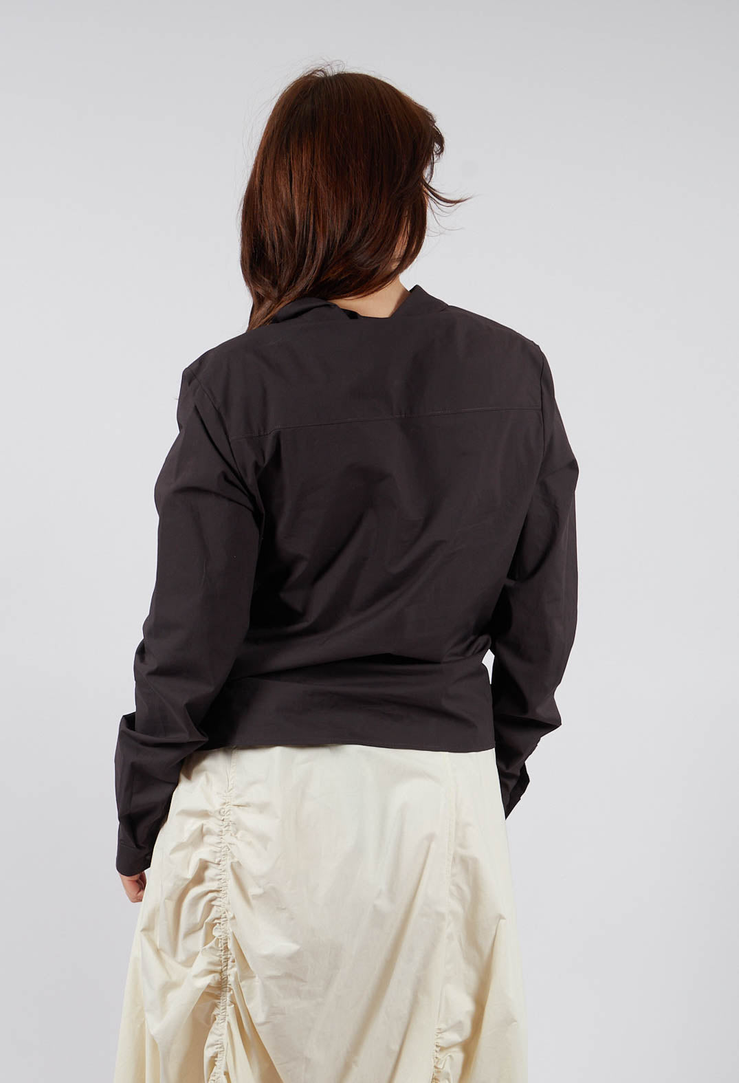 Ruched Cotton Shirt in Turf - 1230406