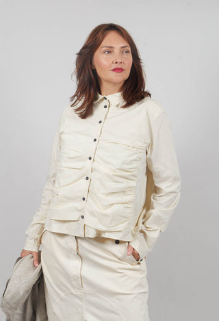 Ruched Cotton Shirt in Bone - 1230406