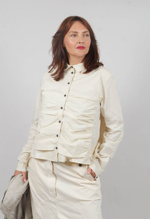 Ruched Cotton Shirt in Bone - 1230406