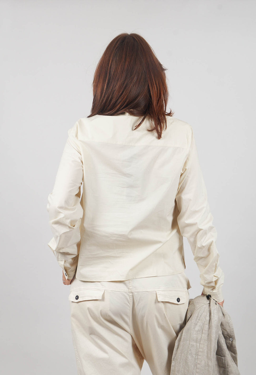 Ruched Cotton Shirt in Bone - 1230406