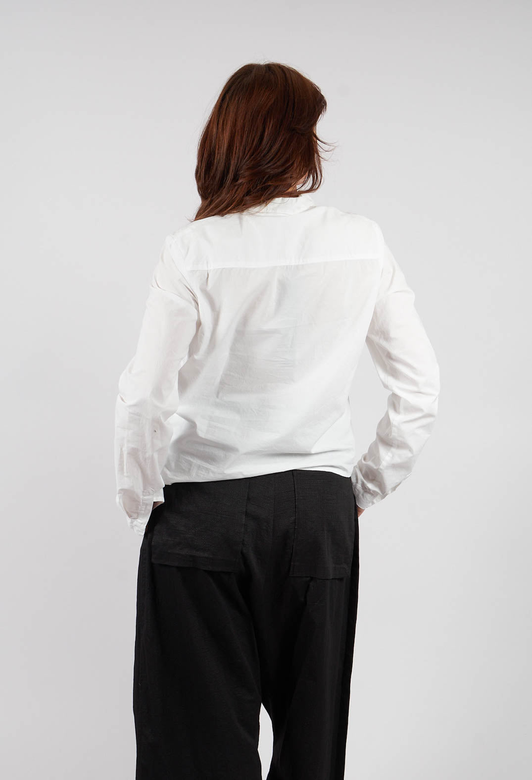 Ruched Cotton Shirt in Ghost White - 1230406