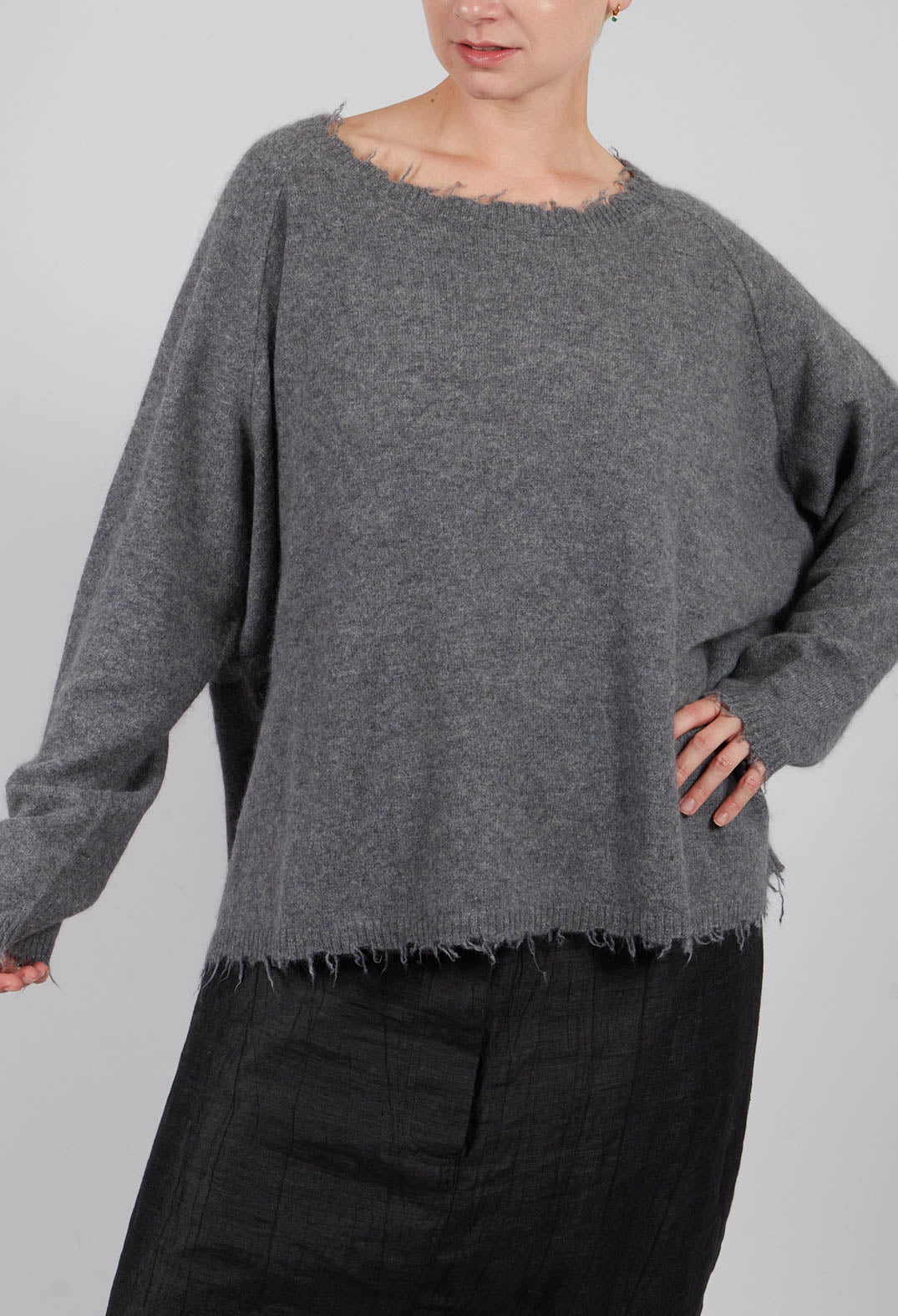 Jumper with Raw Edges in Brume Mel - 1330701
