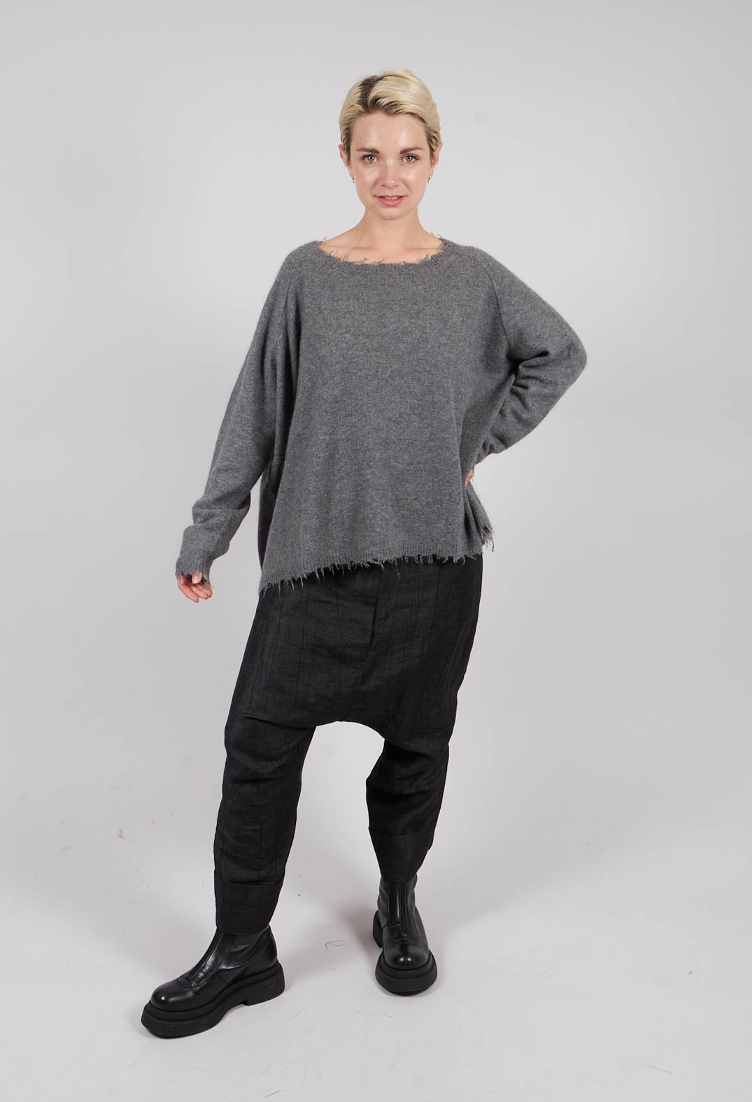 Jumper with Raw Edges in Brume Mel - 1330701